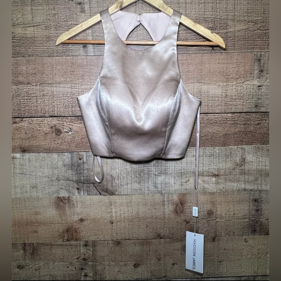 2 Piece Madison James Champagne Size 0 Prom NWT Formal Evening Pageant Wedding - Picture 2 of 13